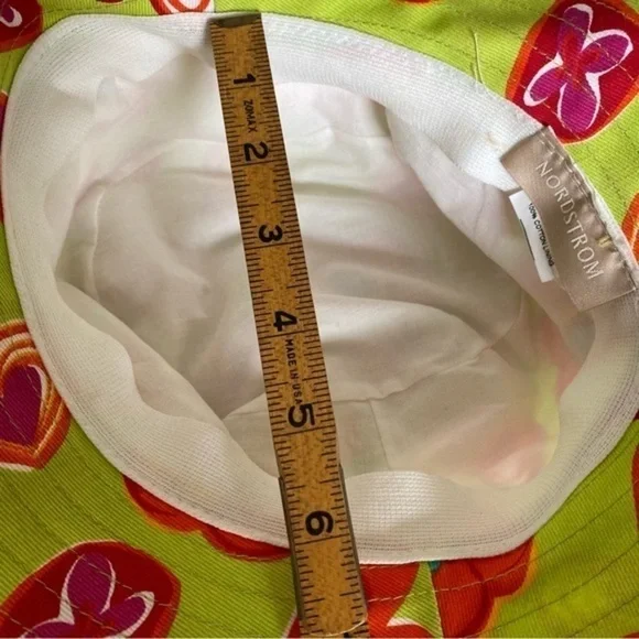 Nordstrom Lime Green Orange Pink Cotton Canvas Floral Print Bucket Hat - Picture 14 of 16